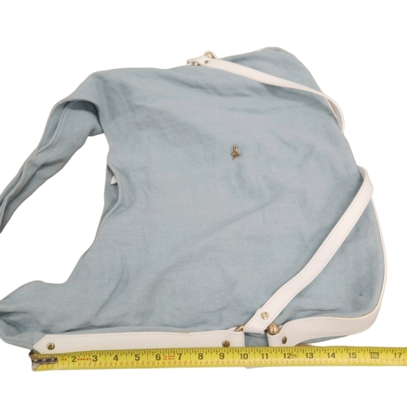 Burberry Prorsum Light Blue Linen & White Leather Large Tote - Picture 12 of 16